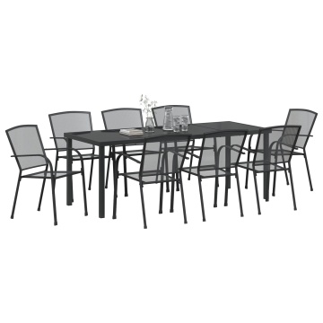 Set de dining de grădină 9 piese din oțel antracit - Img 3