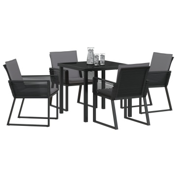 Set de dining de grădină cu 5 piese cu perne Negru Poliratan - Img 3