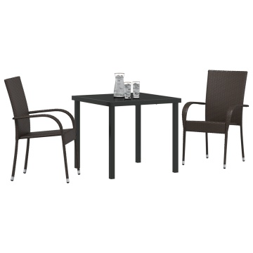 Set de dining din 3 piese Maro Poliratan - Img 3