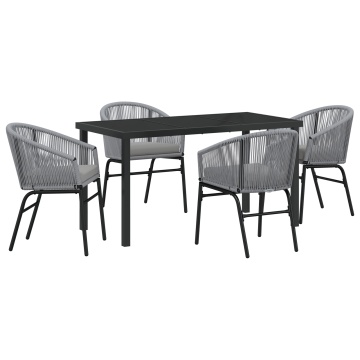 Set de Dining Grădină 5 Piese Gri Poliratan - Img 2