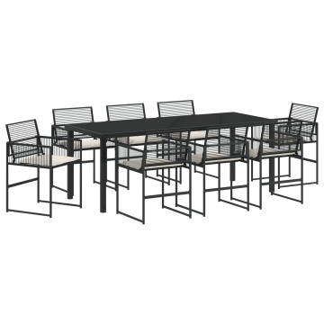 Set de Dining Grădină Negru cu Perne din Rattan Poli - Img 2