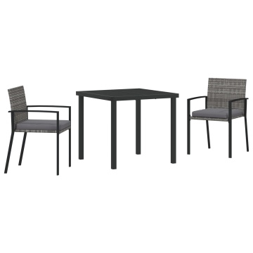 Set de dining pentru grădină 3 piese gri poliratan - Img 2