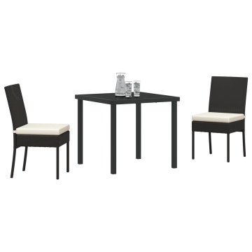 Set de dining pentru grădină 3 piese Negru Poliratan - Img 3
