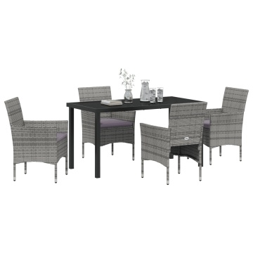 Set de dining pentru grădină 5 piese Gri Rattan Polimeric - Img 3