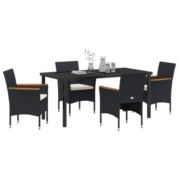 Set de Dining pentru Grădină 5 Piese Negru Poliratan - Img 3