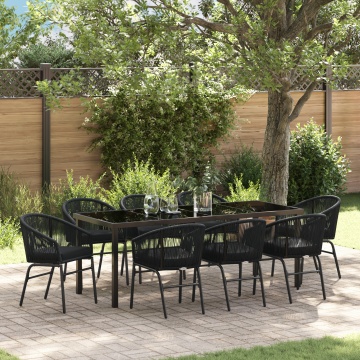Set de Dining pentru Grădină 9 Piese Negru Ratan PE - Img 1