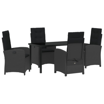 Set de dining pentru grădină cu 5 piese și perne negre din ratan sintetic - Img 2