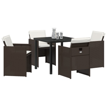 Set de Dining pentru Grădină cu Perne Maro Ratan Polietilenă - Img 3