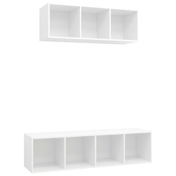 Set de dulapuri TV, 2 piese, alb, lemn prelucrat - Img 2