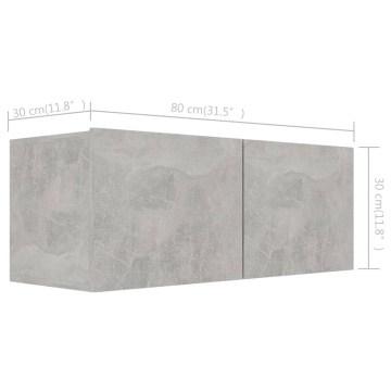 Set de dulapuri TV, 4 piese, gri beton, lemn prelucrat - Img 7