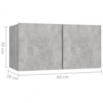 Set de dulapuri TV, 4 piese, gri beton, lemn prelucrat - Img 7