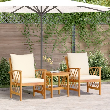 Set de lounge pentru grădină din 3 piese cu perne din lemn solid de acacia - Img 1