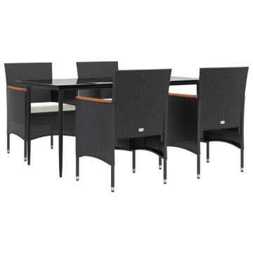 Set de masă pentru grădină, 5 piese, cu perne, negru - Img 3