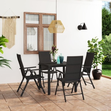 Set de masă pentru grădină, 5 piese, negru - Img 1