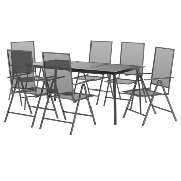 Set de masă pentru grădină, 7 piese, antracit, oțel - Img 3
