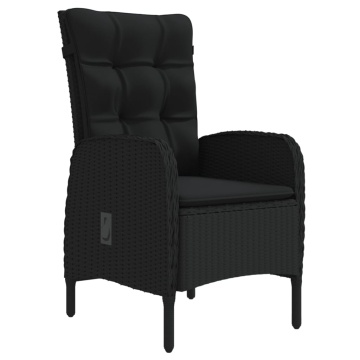Set de masă pentru grădină, 7 piese, cu perne, negru - Img 3