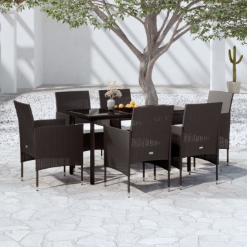 Set de masă pentru grădină, 7 piese, cu perne, negru - Img 1