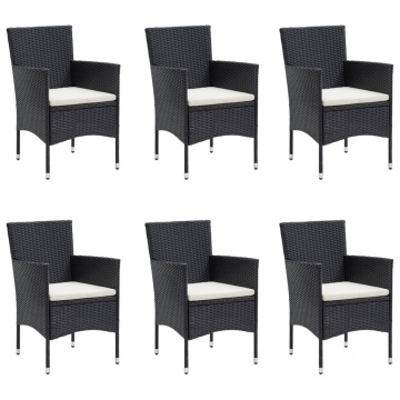 Set de masă pentru grădină, 7 piese, cu perne, negru - Img 4