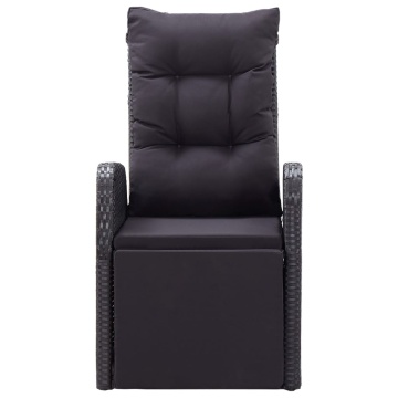 Set de masă pentru grădină, 7 piese, cu perne, negru - Img 5
