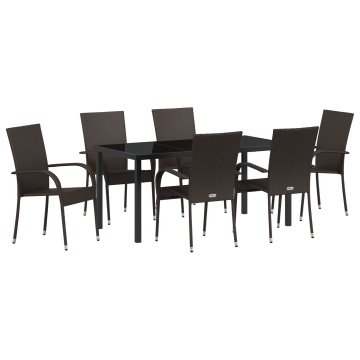 Set de Masă pentru Grădină 7 Piese Maro Ratan PE - Img 2