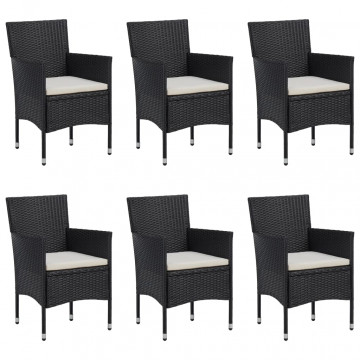 Set de masă pentru grădină, 7 piese, negru, poliratan - Img 3