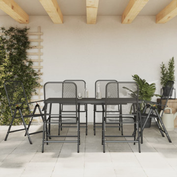 Set de masă pentru grădină, 7 piese, plasă metalică antracit - Img 1
