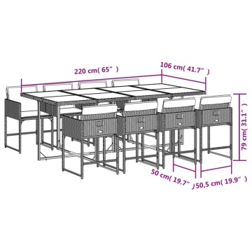 Set de masă pentru grădină, 9 piese, cu perne, bej, poliratan - Img 5