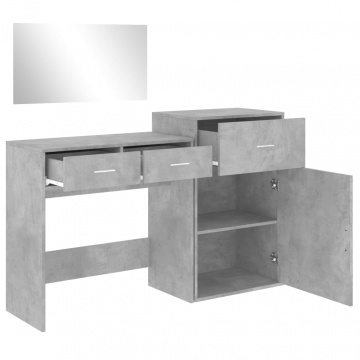 Set de măsuță de toaletă, 3 piese, gri beton, lemn prelucrat - Img 7