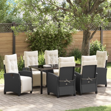 Set de mese de grădină 7 piese Black Poly Rattan - Img 1