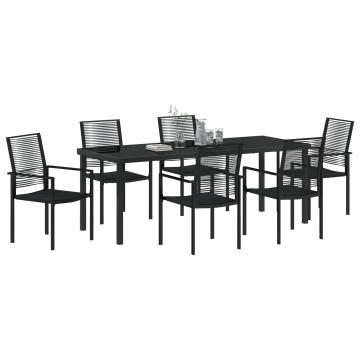 Set de Mese pentru Grădină cu 7 Piese Negru Ratan PVC - Img 3