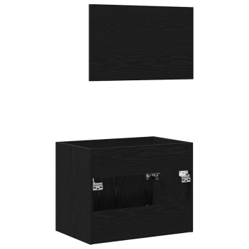Set de mobilier de baie din 2 piese din lemn de stejar negru - Img 7