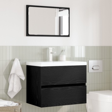 Set de mobilier pentru baie 2 piese Stejar negru Lemn prelucrat - Img 4
