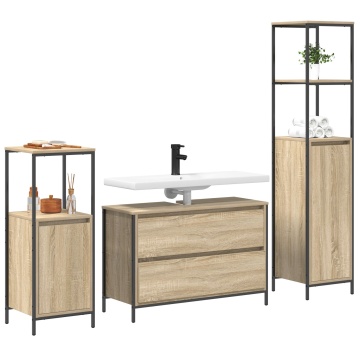 Set de mobilier pentru baie 3 piese din lemn prelucrat Sonoma - Img 3