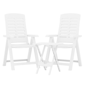 Set de mobilier pentru grădină, 3 piese, alb, polipropilenă - Img 3