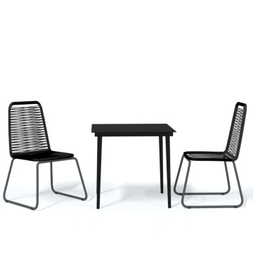 Set de mobilier pentru grădină, 3 piese, negru - Img 2
