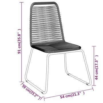 Set de mobilier pentru grădină, 3 piese, negru - Img 6