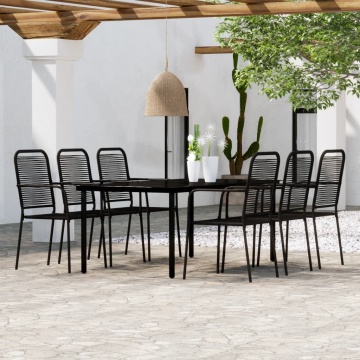 Set de mobilier pentru grădină, 7 piese, negru - Img 1
