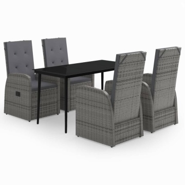 Set de mobilier pentru grădină, cu perne, 5 piese, gri - Img 2