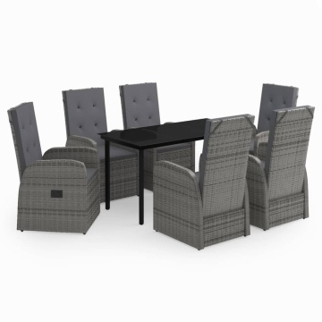 Set de mobilier pentru grădină, cu perne, 7 piese, gri - Img 2