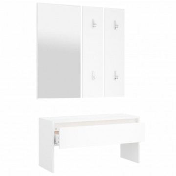Set de mobilier pentru hol, alb, lemn prelucrat - Img 5