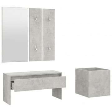 Set de mobilier pentru hol, gri beton, lemn prelucrat - Img 8