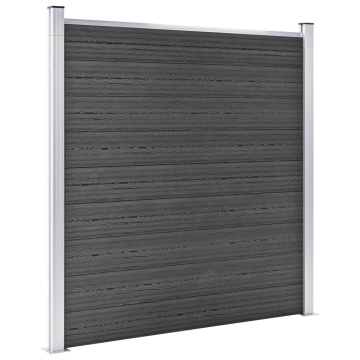 Set de panouri de gard, negru, 1311x(105-186) cm, WPC - Img 3