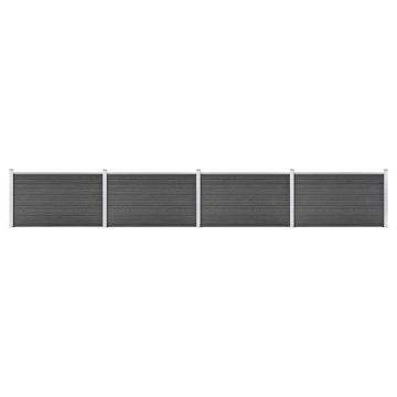 Set de panouri de gard, negru, 699 x 105 cm, WPC - Img 1