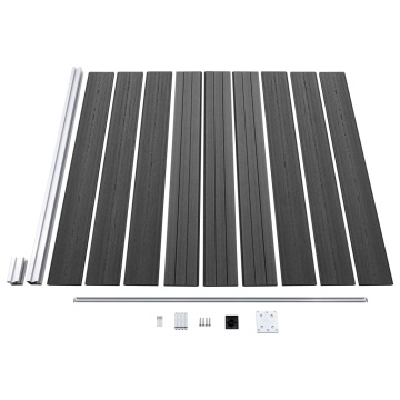 Set de panouri de gard, negru, 965x(105-186) cm, WPC - Img 6