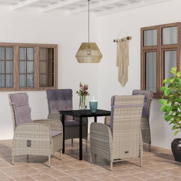 Set de servit masa pentru grădină, 5 piese, gri și negru - Img 1