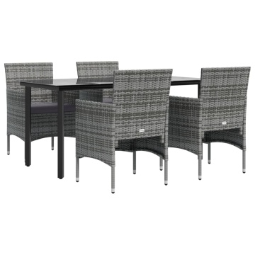 Set de servit masa pentru grădină, 5 piese, gri și negru - Img 3