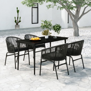 Set de servit masa pentru grădină, 5 piese, negru - Img 1