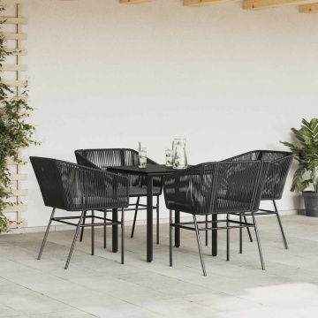 Set de sufragerie de grădină 5 piese neagră Sticlă Poly Rattan - Img 3