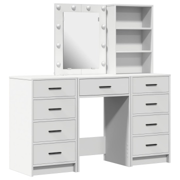 Set de toaletă 3 piese cu LED din lemn prelucrat alb - Img 2