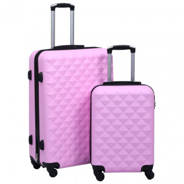 Set de valize cu carcasă rigidă, 2 piese, roz, ABS - Img 1